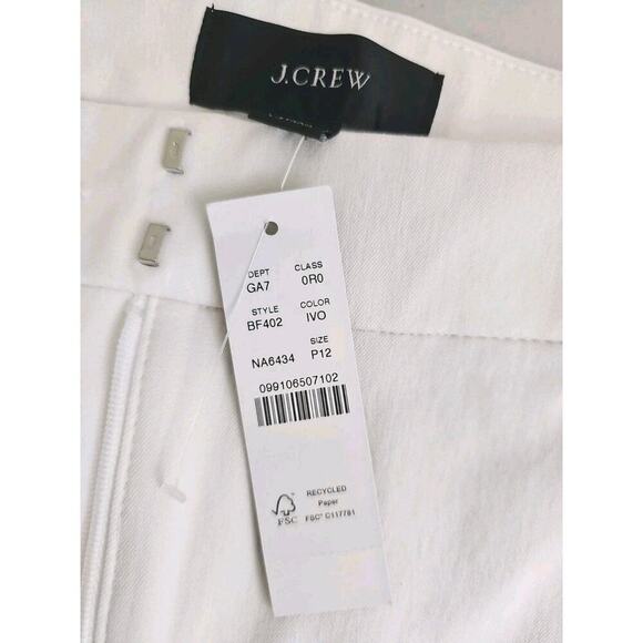 J.Crew ~Woman Size 12 Petite~ Ivory High Rise Ankle Dress Pants Stretch NWT. - Picture 2 of 16
